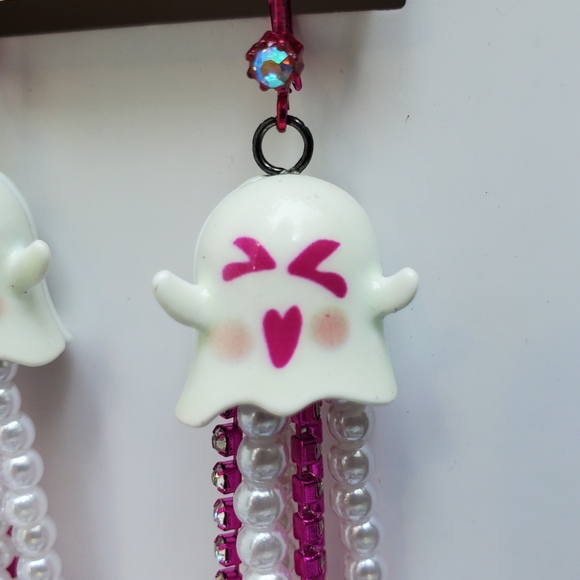 Betsey Johnson Ghost Dangle Earrings crystals - Picture 3 of 9